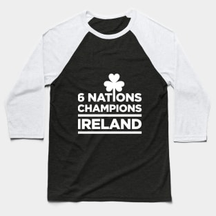 Ireland 6 Nations Rugby Union Champions Baseball T-Shirt